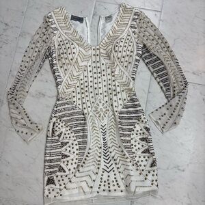 Boutique Paparazzi White Dress with Gold and Black Accents